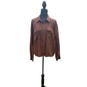 Women’s button down long sleeve brown blouse by Forever 21. Size L